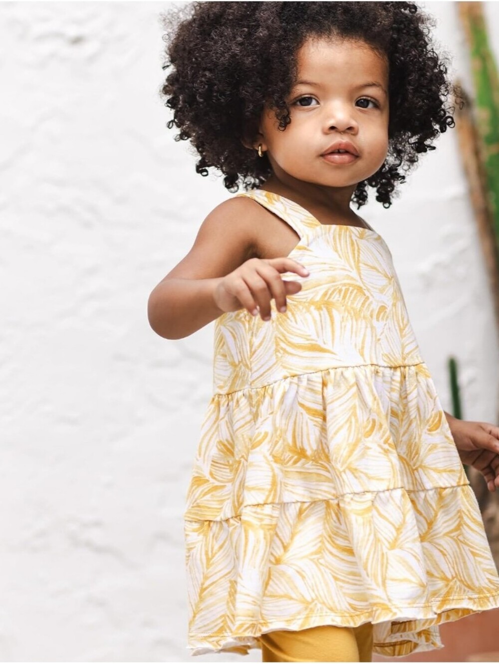 Burt's Bees Girl's Tiered Leaf-Print Tunic Dress Top & Capri Leggings, Size 3T